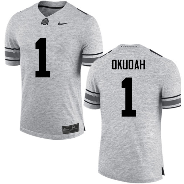 Men Ohio State Buckeyes #1 Jeffrey Okudah College Football Jerseys Game-Gray